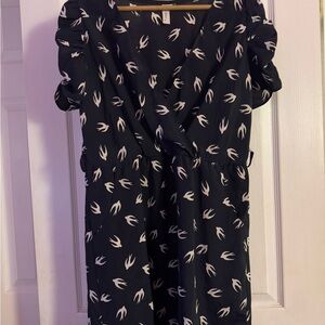 Final Touch Black and White Bird Pattern Dress